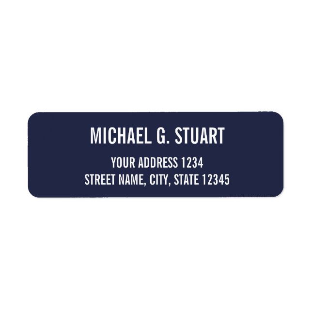 Navy Blue and White Professional Bold Text Label (Front)