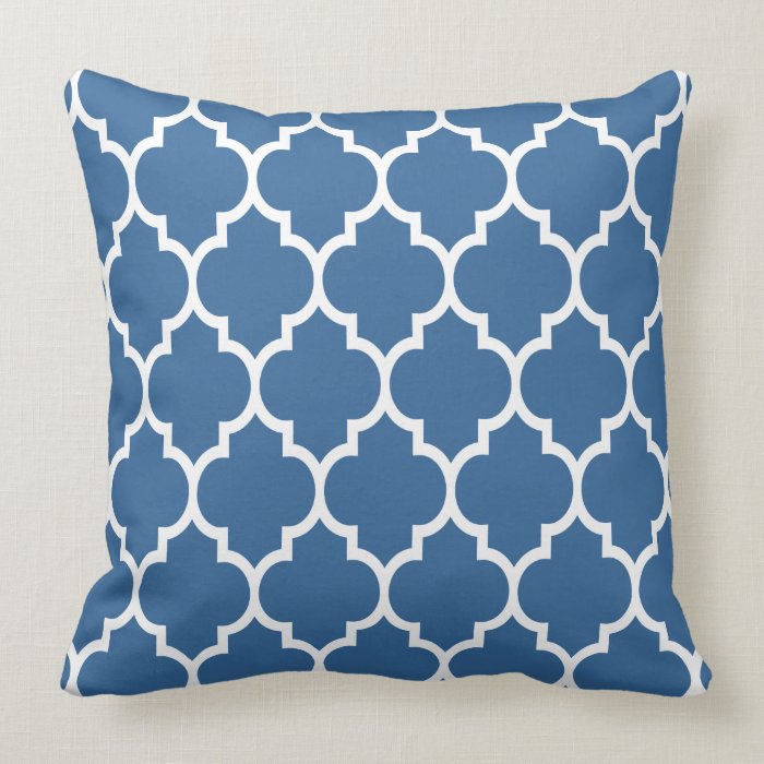 Navy Blue And White Quatrefoil Geometric Pattern Throw Pillow Zazzle