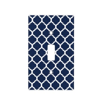 Navy Blue And White Quatrefoil Light Switch Cover by snowfinch at Zazzle