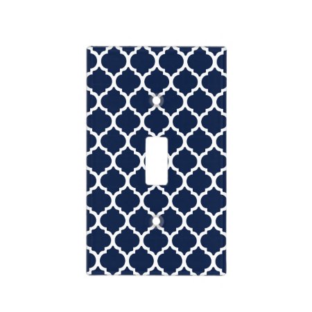 Navy Blue And White Quatrefoil Light Switch Cover