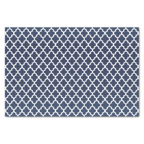 Navy Blue and White Quatrefoil Pattern Tissue Paper