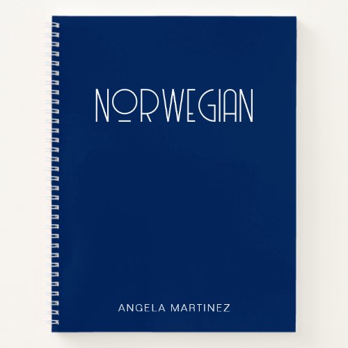 Navy Blue and White Retro Style Language Study Notebook