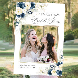 Navy Blue and White Rose Bridal Shower Photo Prop  Foam Board