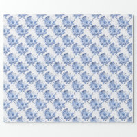 Blue and White Traditional Chintz Pattern Wrapping Paper