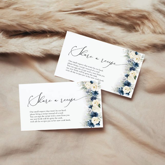 Navy Blue and White Roses Recipe Request Card (Creator Uploaded)