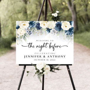 Navy Blue and White Roses The Night Before Foam Board