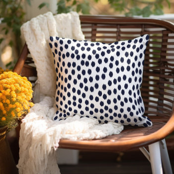 Navy Blue And White Scattered Dots Throw Pillow by jenniferstuartdesign at Zazzle