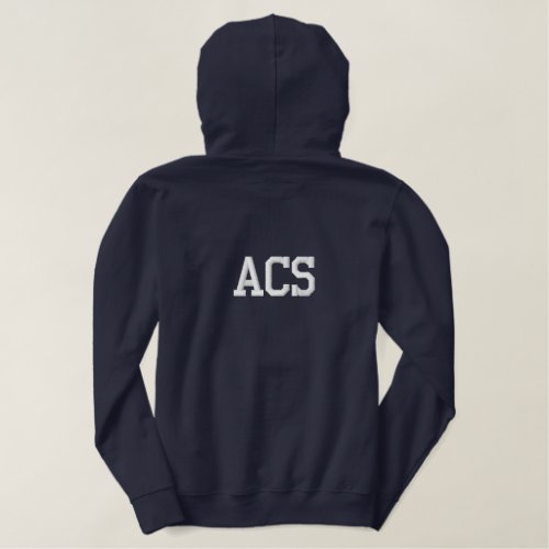 Navy Blue and White School Color Letters Embroidered Hoodie