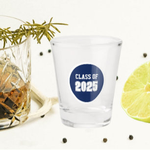 Navy Blue and White School Colors Class Year Shot Glass