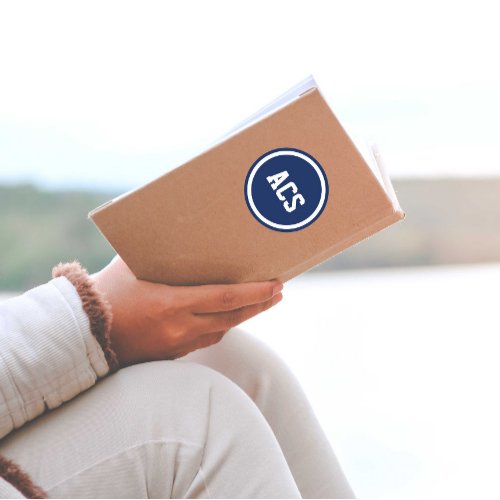 Navy Blue and White School Colors Classic Round Sticker