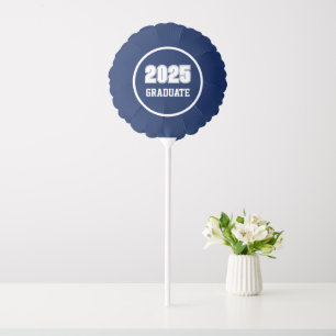 Navy Blue and White School Colors Graduation Balloon