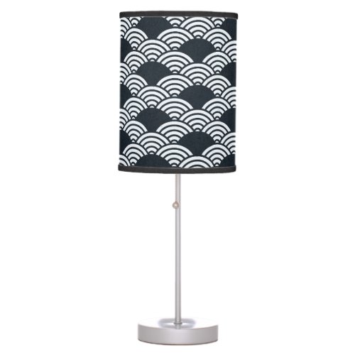 Navy blue and white Seigaiha waves pattern Table Lamp