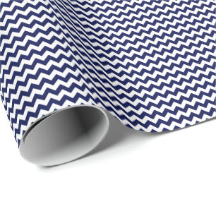 Navy Blue and White Small Chevron Wrapping Paper