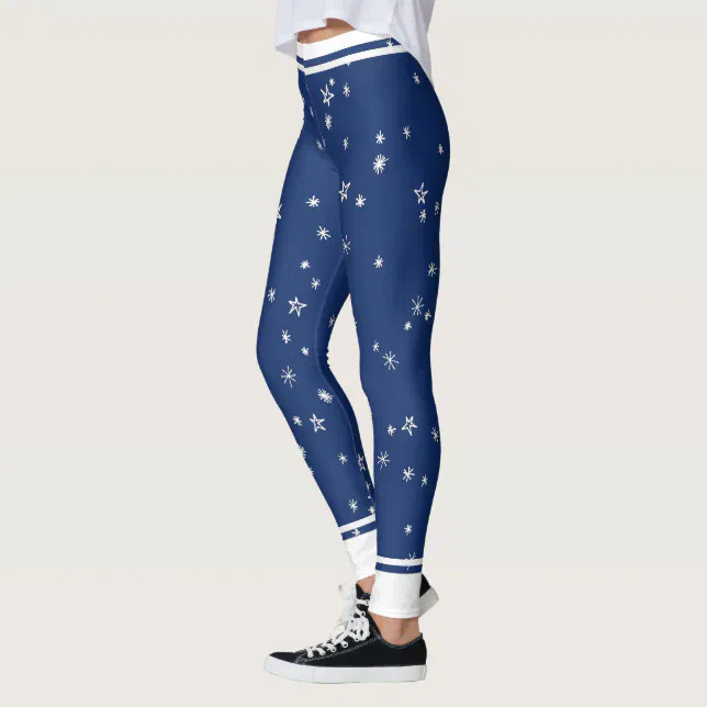 Navy Blue and White Stars and Stripes Leggings | Zazzle