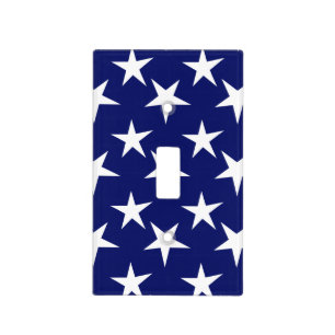 Navy Blue and White Stars; Patriotic Light Switch Cover