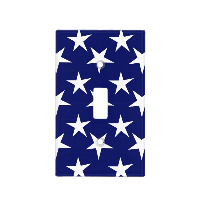 Navy Blue and White Stars; Patriotic Light Switch Cover (Front)
