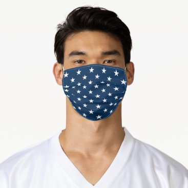 Navy Blue and White Stars Pattern Adult Cloth Face Mask