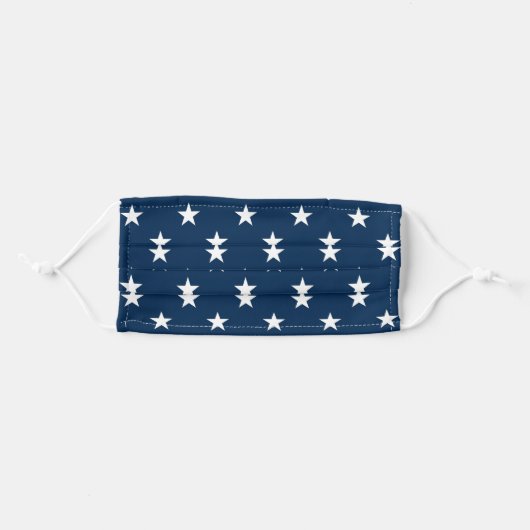Navy Blue and White Stars Pattern Adult Cloth Face Mask (Front, Folded)