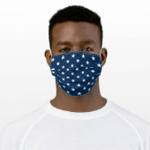 Navy Blue and White Stars Pattern Adult Cloth Face Mask (Worn)