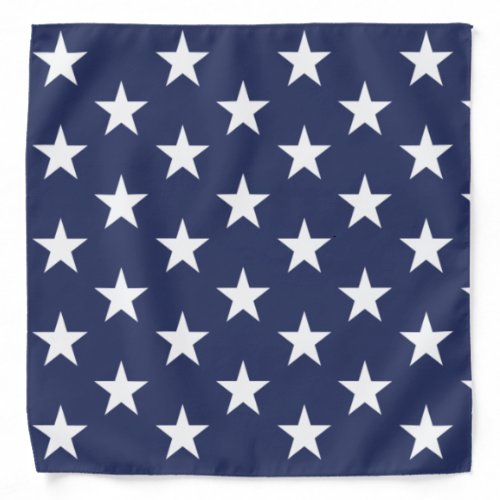 Navy Blue and White Stars Pattern Bandana
