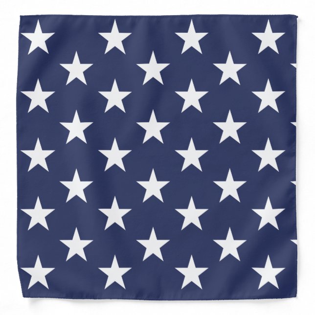 Navy Blue and White Stars Pattern Bandana (Front)