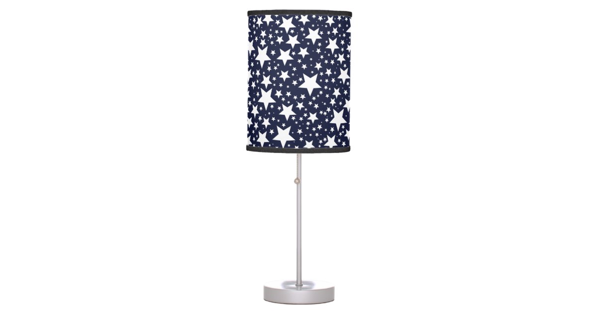 Navy Blue And White Stars Table Lamp, Small Navy Blue Table Lamp Shades