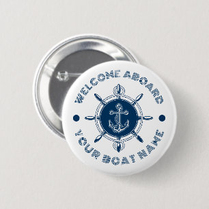 Navy blue and white steering white and boat anchor button