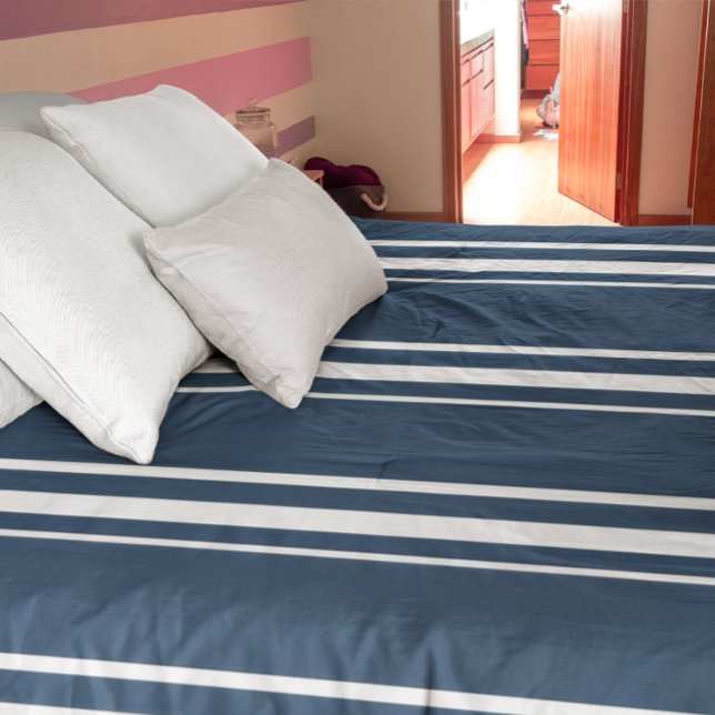 Navy Blue And White Stripe Duvet Cover (Creator Uploaded)