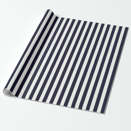 Navy Blue and White Stripe Gift Wrapping Paper