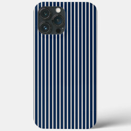 Navy Blue and White Stripe Nautical iPhone 13 Pro Max Case