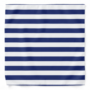 Navy Blue and White Stripe Pattern Bandana