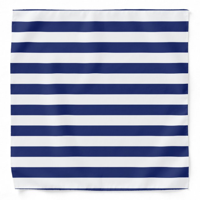 Navy Blue and White Stripe Pattern Bandana (Front)
