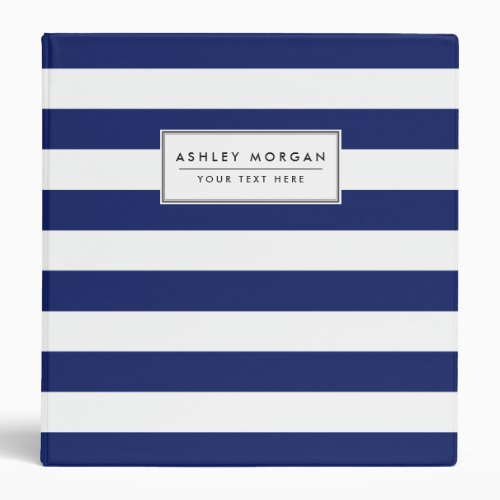 Navy Blue and White Stripe Pattern Binder