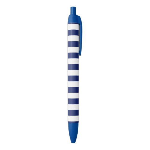 Navy Blue and White Stripe Pattern Blue Ink Pen