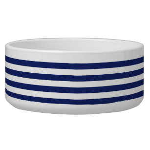 Navy Blue and White Stripe Pattern Bowl