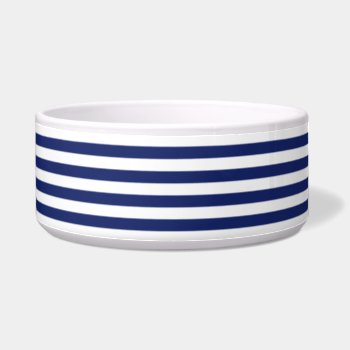 Navy Blue And White Stripe Pattern Bowl by allpattern at Zazzle