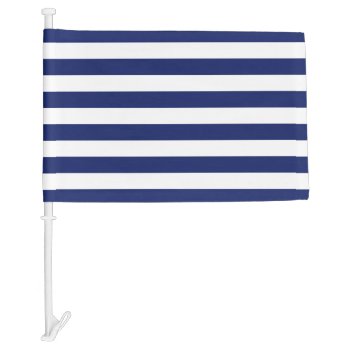 Navy Blue And White Stripe Pattern Car Flag by allpattern at Zazzle