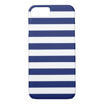 Navy Blue And White Stripe Pattern Iphone 8/7 Case by allpattern at Zazzle