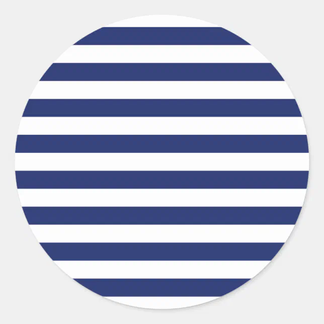 Navy Blue and White Stripe Pattern Classic Round Sticker Zazzle