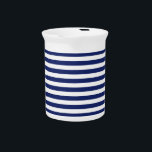 Navy Blue and White Stripe Pattern Drink Pitcher<br><div class="desc">Navy Blue and White Stripe Pattern</div>