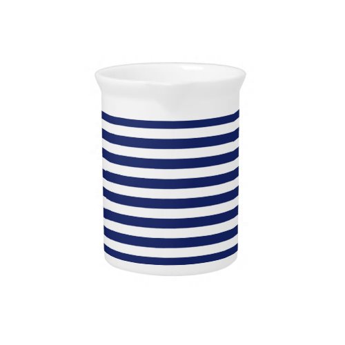 Navy Blue and White Stripe Pattern Drink Pitcher