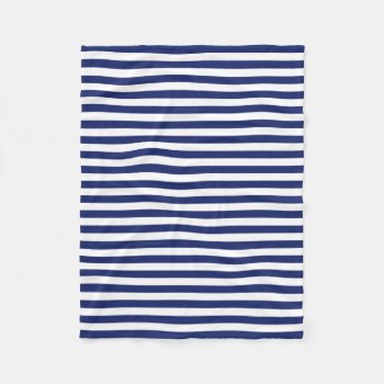 Navy Blue And White Stripe Pattern Fleece Blanket by allpattern at Zazzle
