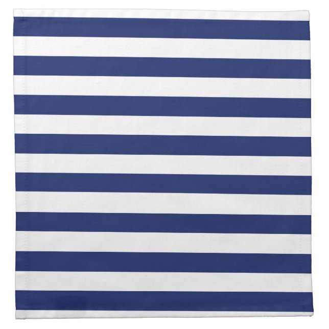 Navy Blue and White Stripe Pattern Napkin (Front)