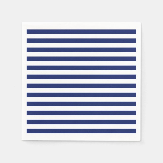 Navy Blue and White Stripe Pattern Napkins (Front)