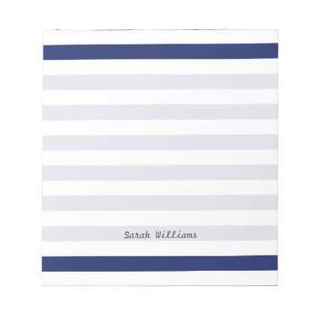 Navy Blue And White Stripe Pattern Notepad by allpattern at Zazzle