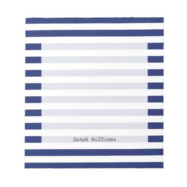 Navy Blue and White Stripe Pattern Notepad (Front)