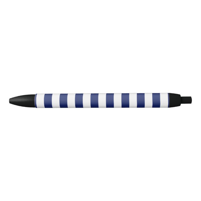Navy Blue and White Stripe Pattern Pen (Front)
