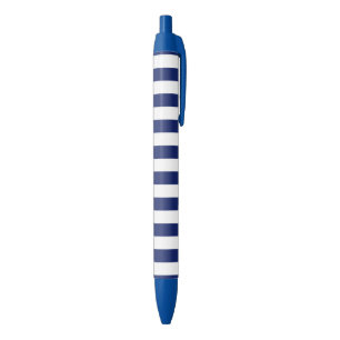 Navy Blue and White Stripe Pattern Pen