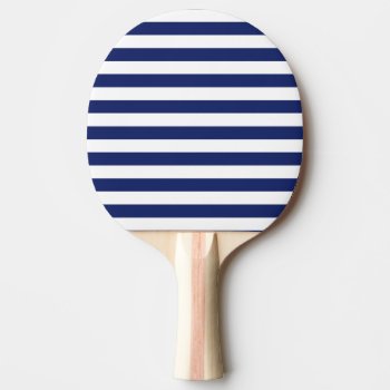 Navy Blue And White Stripe Pattern Ping Pong Paddle by allpattern at Zazzle