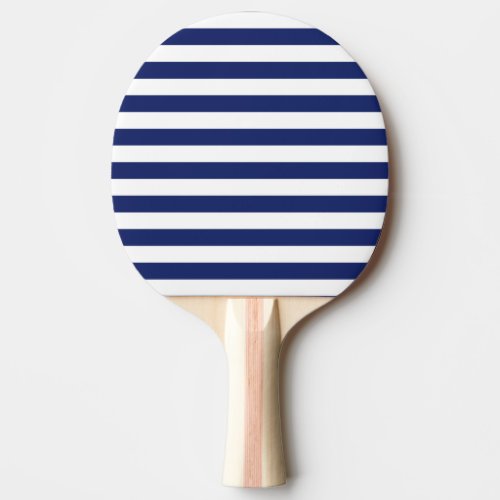 Navy Blue and White Stripe Pattern Ping Pong Paddle